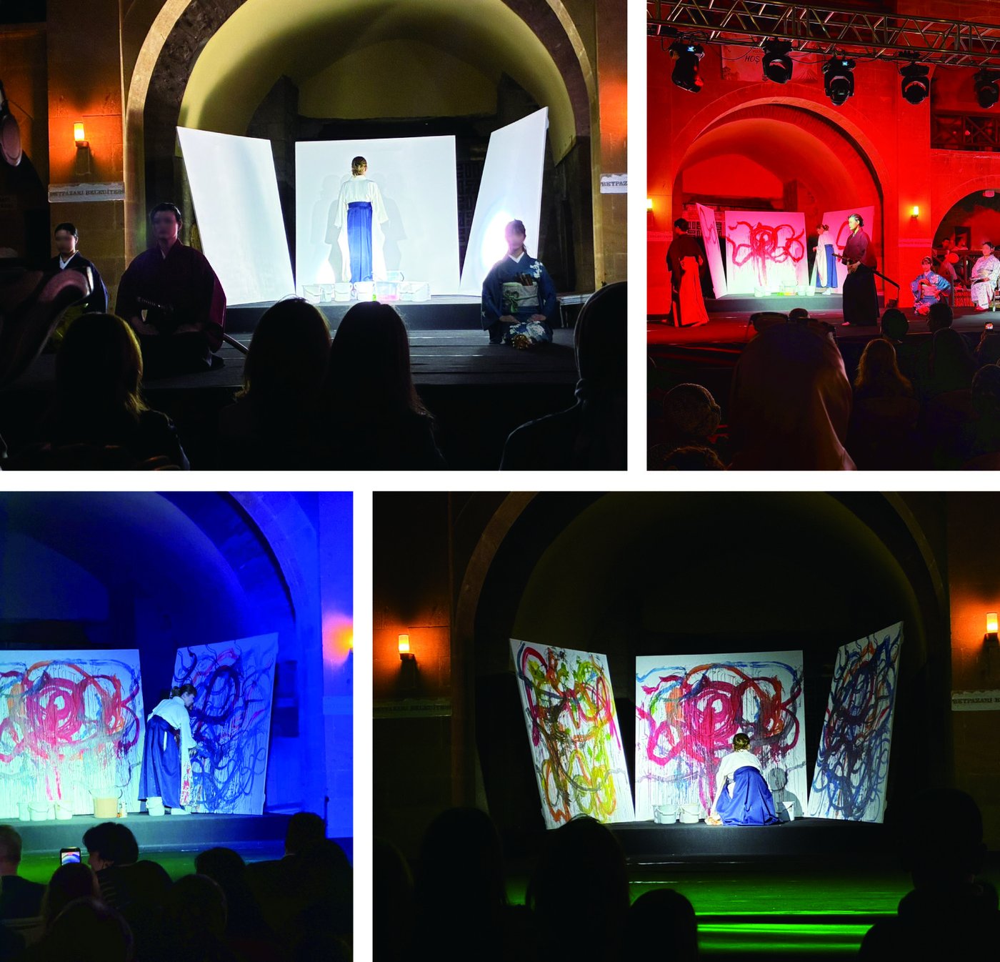 Aya Marray performing live painting on stage at Women's Creative Japan 2026, Beypazarı
